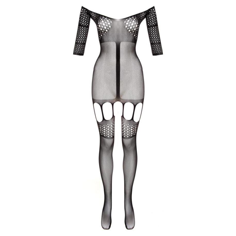 Trendy Jarretel-Catsuit - zwart Zwart