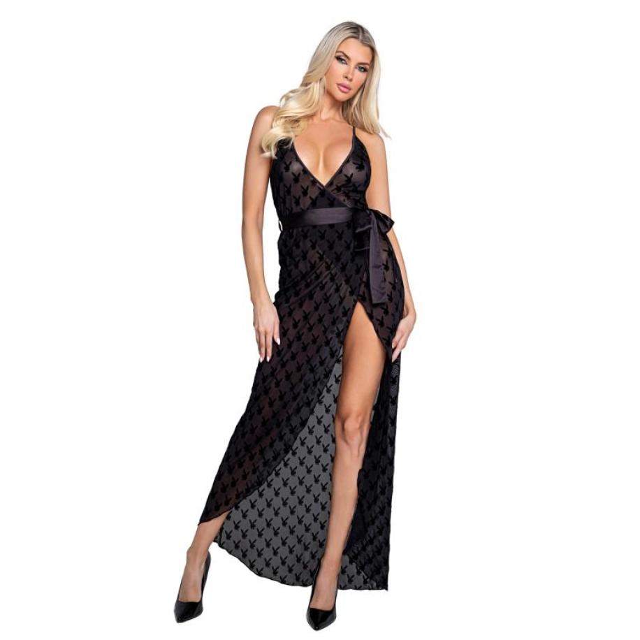 Playboy Lingerie - Bunny Noir Slip Dress Zwart