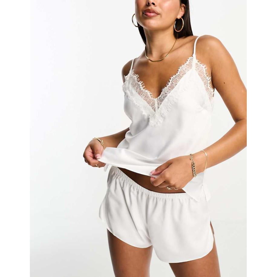 Ann Summers Cerise Satijnen camiset in ivoorwit Wit