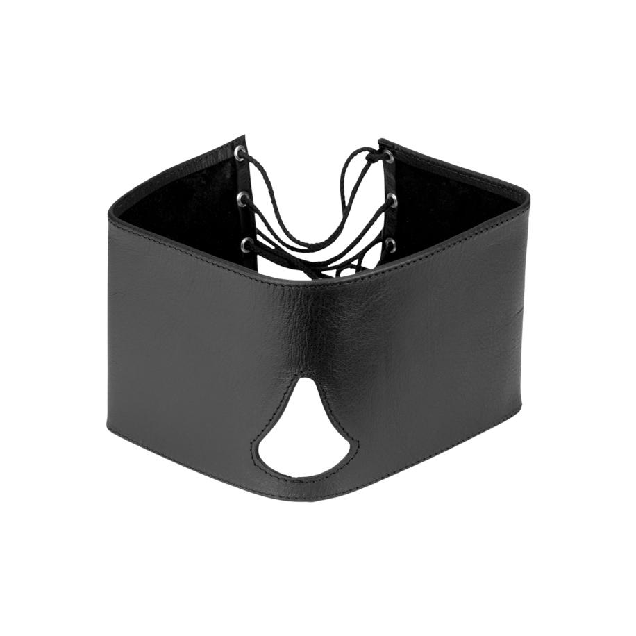 Rimba Ondoorzichtig leren masker met veters -