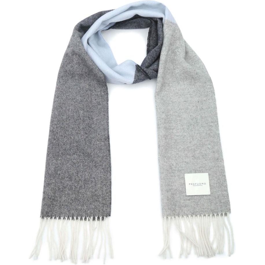 Profuomo Sjaal Lamswol Grijs Blauw - Bruin