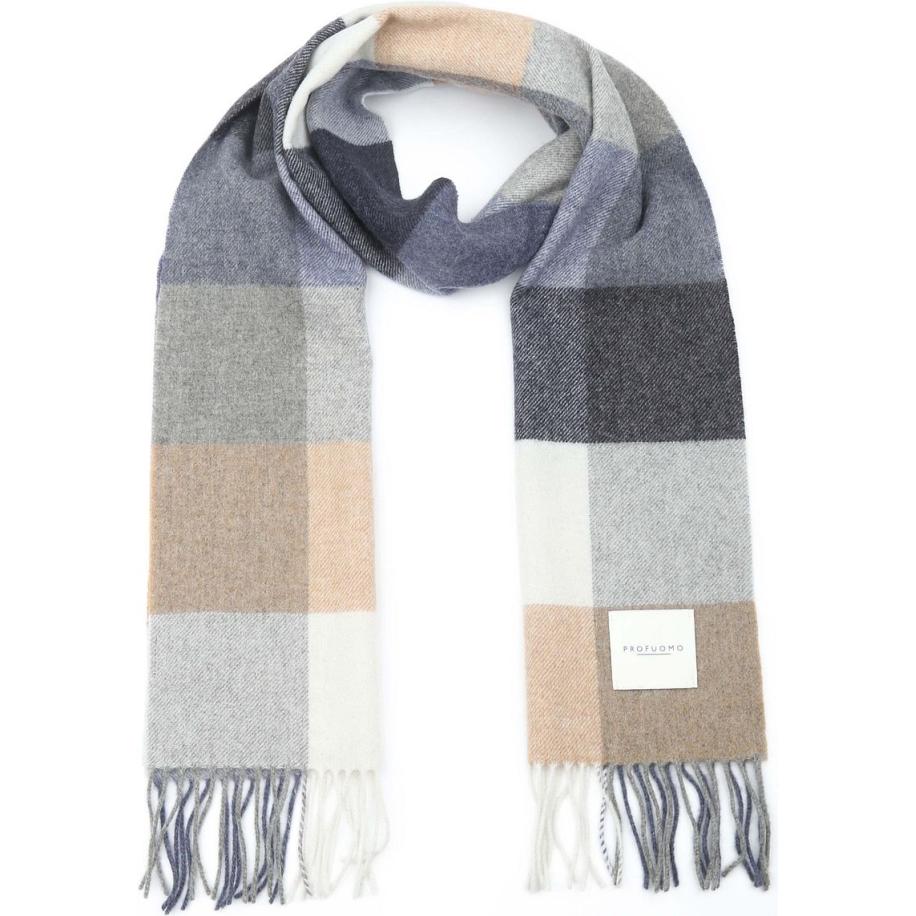 Profuomo Sjaal Wol Ruiten Blauw - Blauw