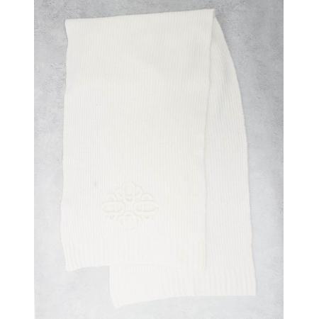 The Couture Club Gebreide sjaal met embleem in gebroken wit