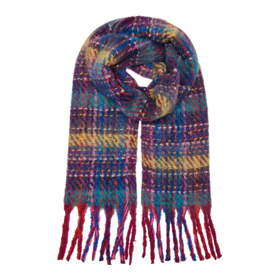 ONLY Sjaal ONLADRIANE blauw / geel / donkerrood Rood