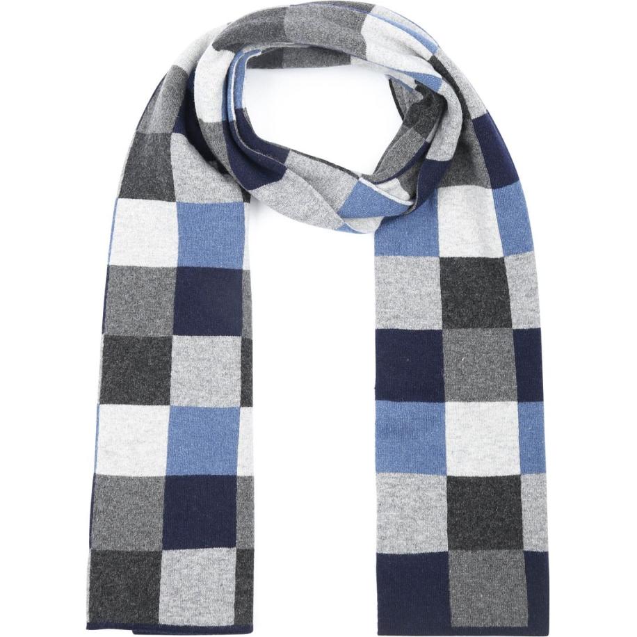 Profuomo Sjaal Wol Ruiten Blauw Grijs - Grijs