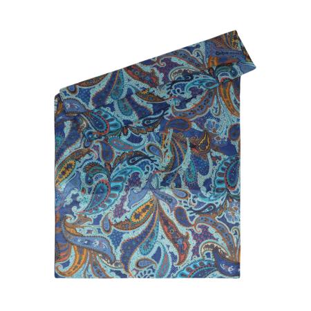 CODELLO Sjaal turquoise / donkerblauw / goudgeel / offwhite