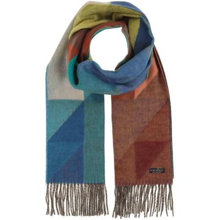 FRAAS Sjaal blauw / limoen / smaragd / rood gemêleerd