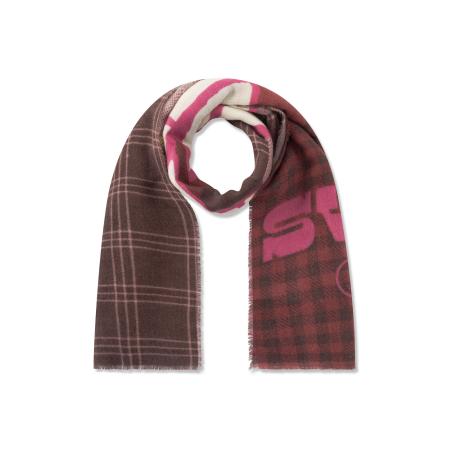 CODELLO Sjaal chocoladebruin / pink / rood / wolwit