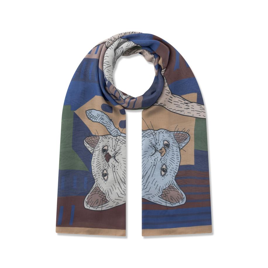 CODELLO Sjaal blauw / lichtbruin / grijs / groen Blauw