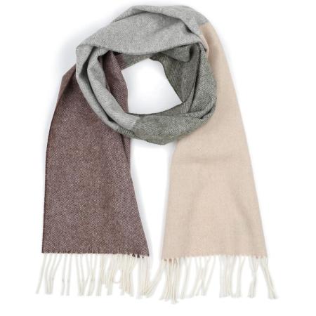 Profuomo Sjaal Lamswol Grijs Beige Bruin -