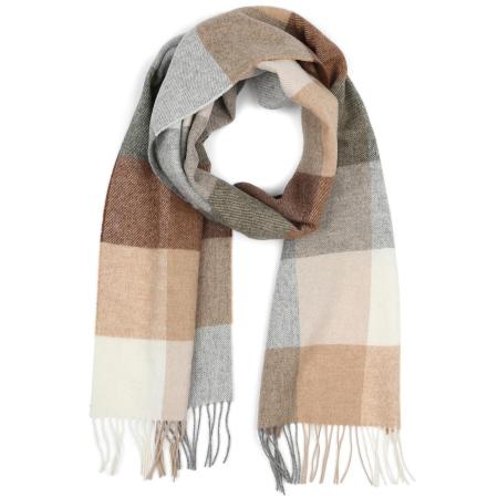 Profuomo Sjaal Wol Ruiten Bruin Grijs Beige -