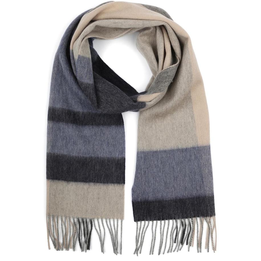 Profuomo Sjaal Wol Colourblock Blauw Grijs Beige - Blauw