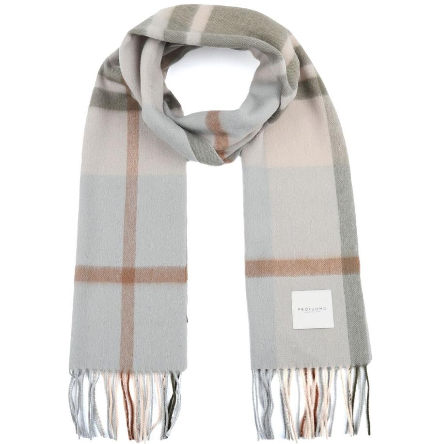 Profuomo Sjaal Lamswol Grijs Geruit - Grijs