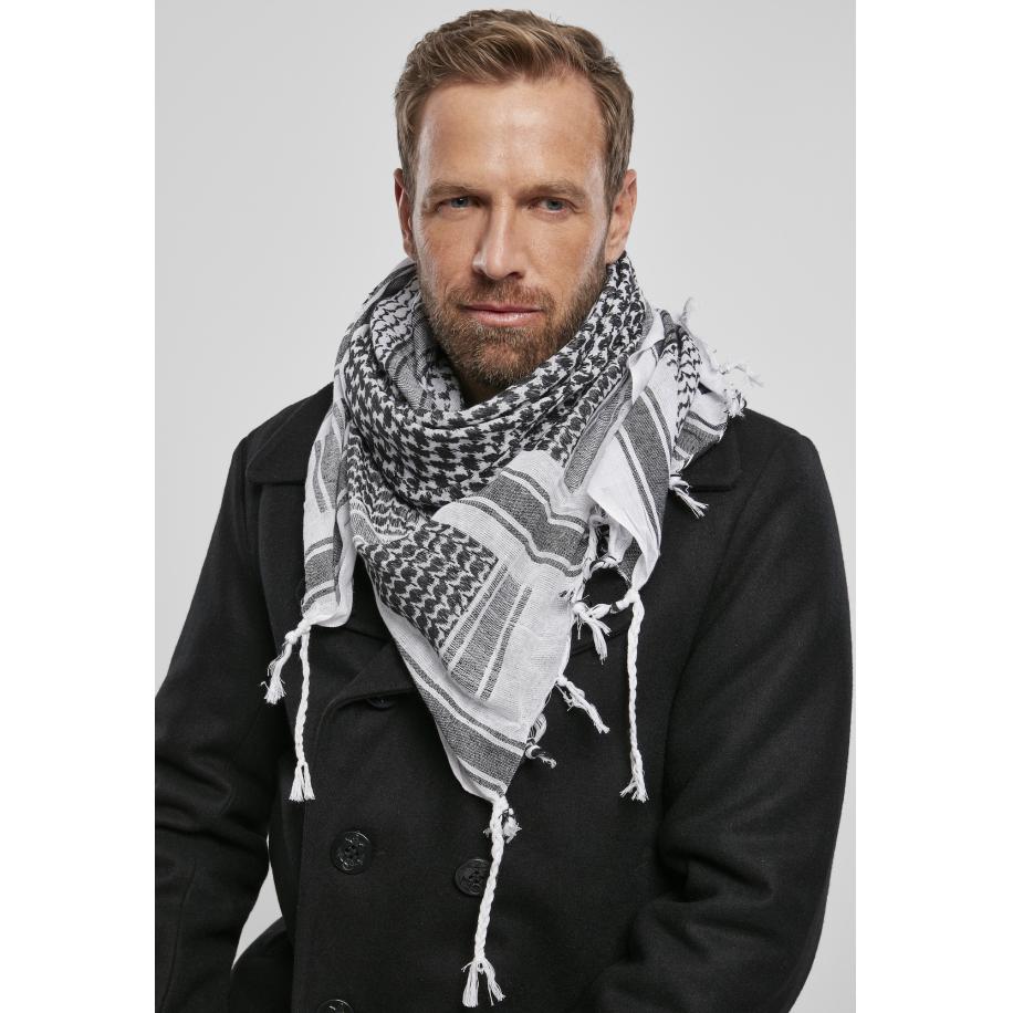 Brandit Sjaal Shemag zwart / wit Wit