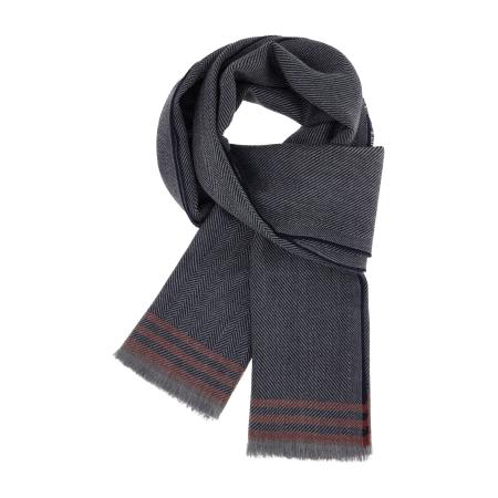 Boggi Milano Boggi Milano Sjaal Herringbone grijs / cranberry