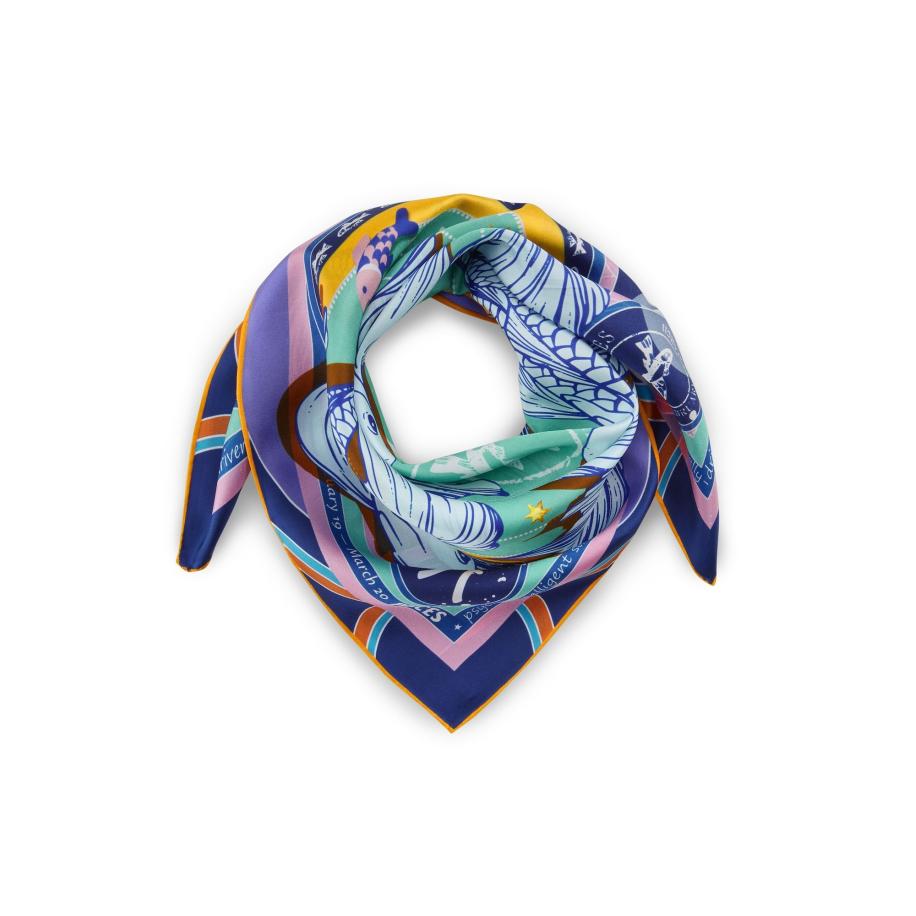 CODELLO Doek Sternzeichen Fische turquoise / pastelblauw / donkerblauw / goudgeel Groen