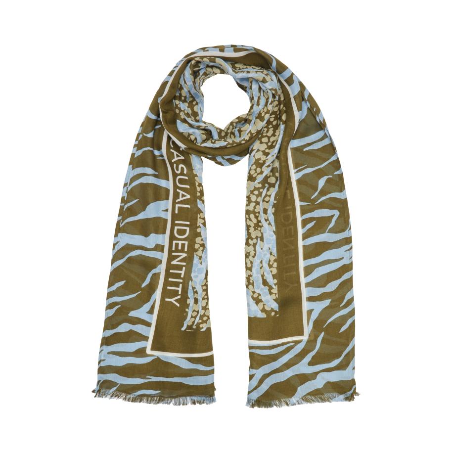 comma casual identity Sjaal crème / blauw / olijfgroen Groen