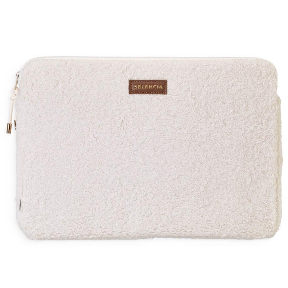 Selencia Teddy Laptop hoes 13-14 inch - Laptopsleeve - Latte Wit