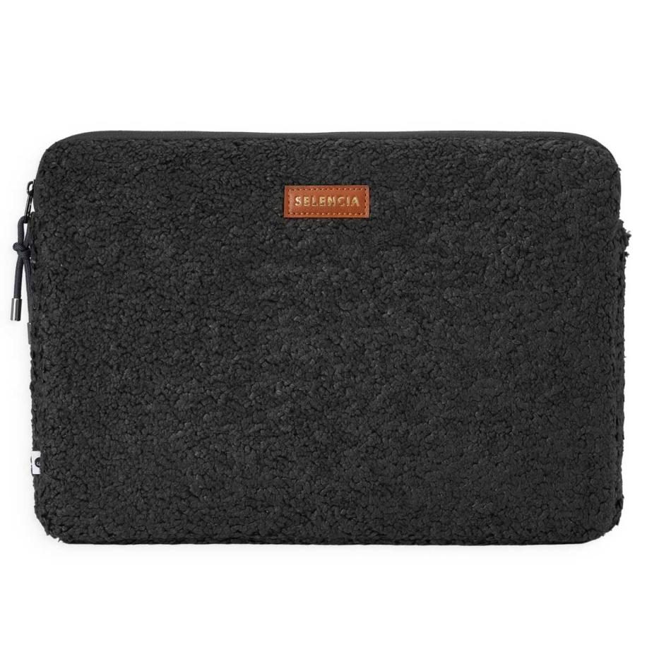 Selencia Teddy Laptop hoes 13-14 inch - Laptopsleeve - Black Zwart