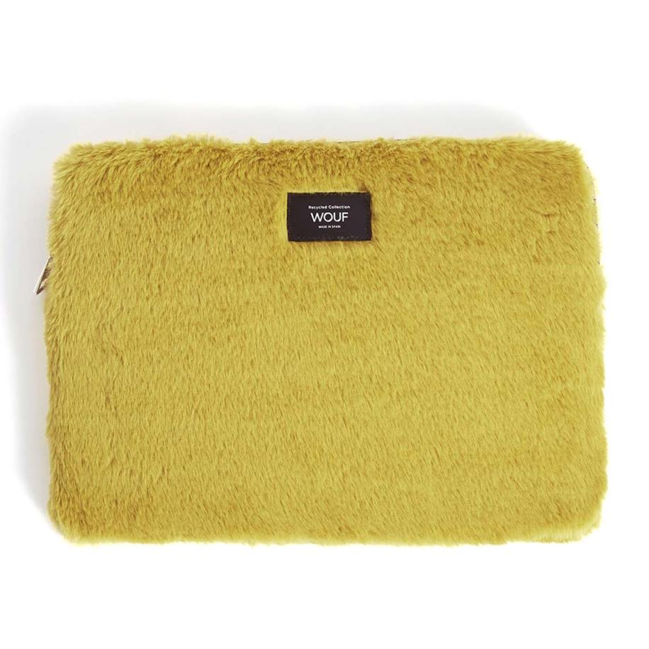 Wouf Faux Fur Laptop hoes 13-14 inch - Laptopsleeve - Foxie Groen