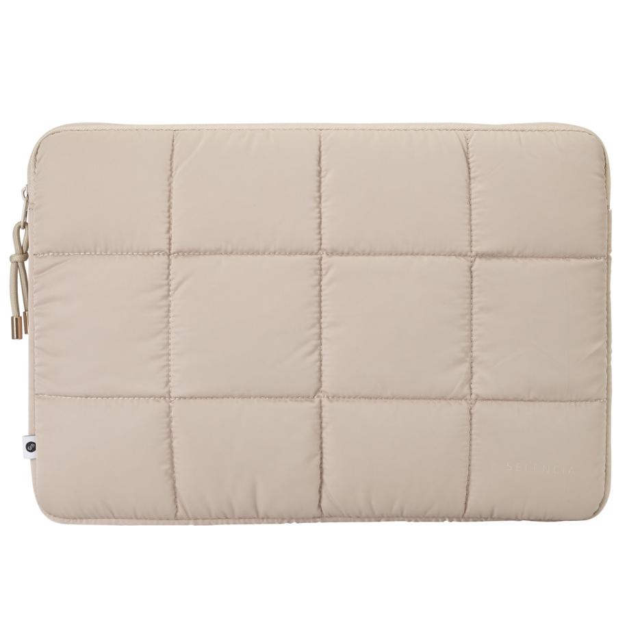 Selencia Puffy Laptop hoes 15-16 inch - Laptopsleeve - Beige Bruin