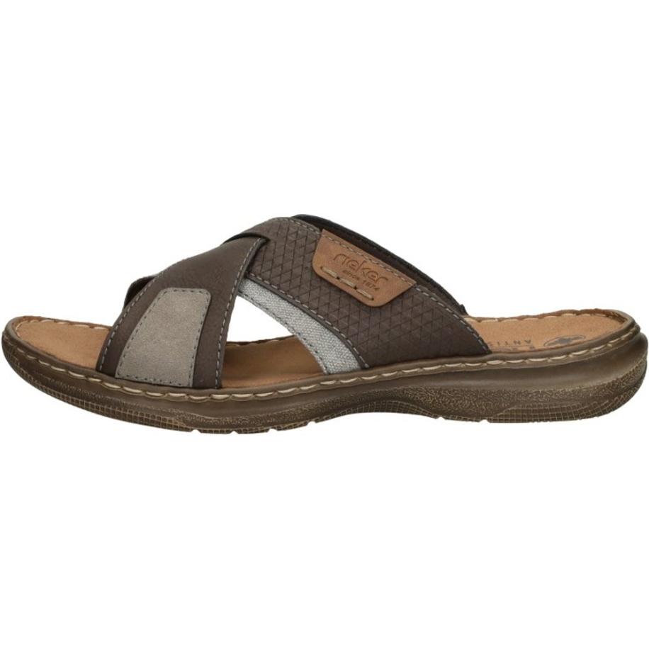 Rieker Erwan Slippers grijs Imitatieleer Bruin