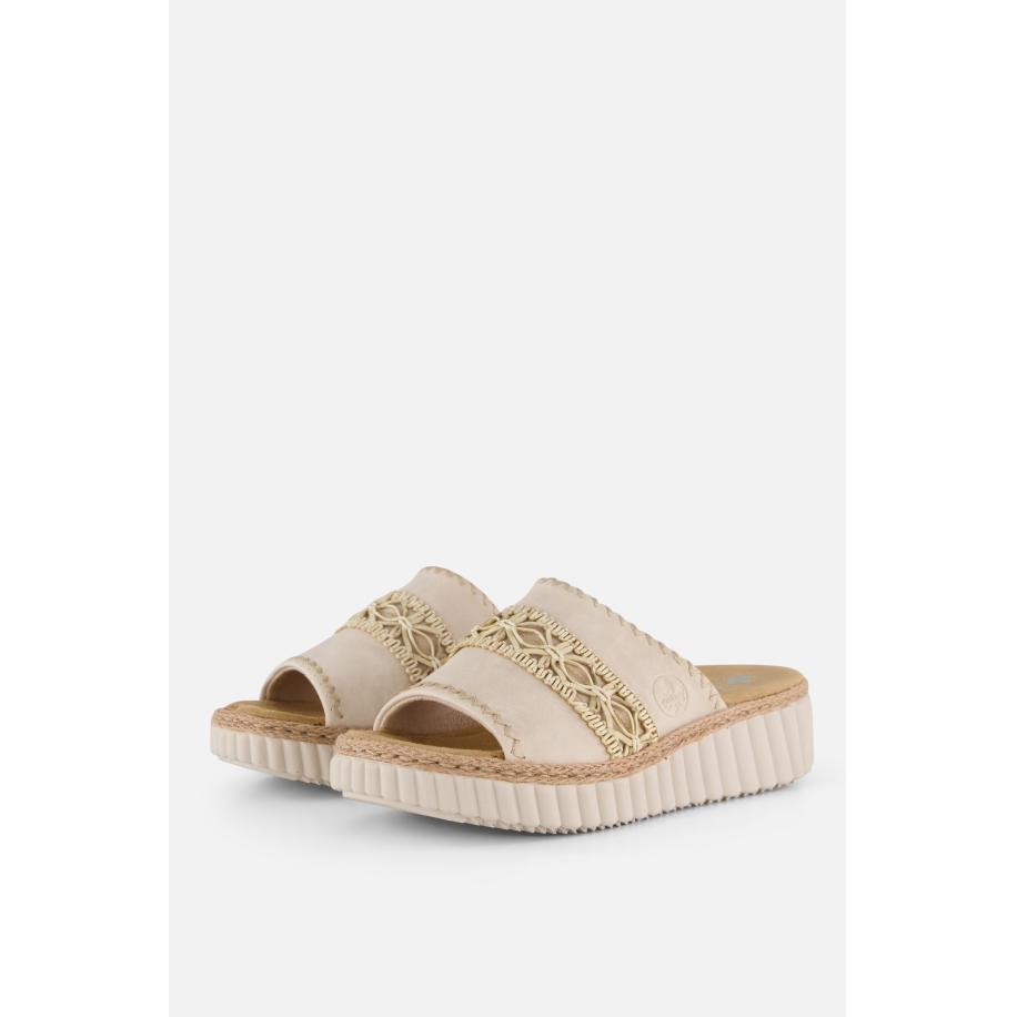 Rieker Slippers beige Textiel Bruin