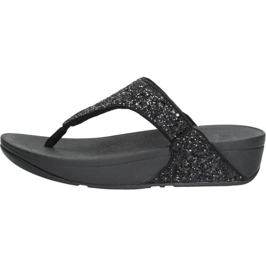 Fitflop - Lulu Glitter Toe - Thongs Pu Glitter Zwart