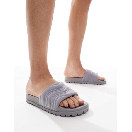 ASOS DESIGN - Slipper sandalen met zool met profiel in grijs
