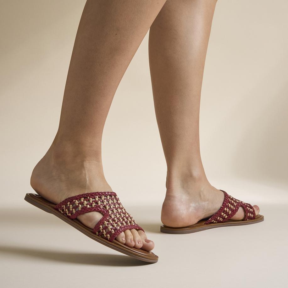 Cellini Raffia Slippers rood Textiel Rood