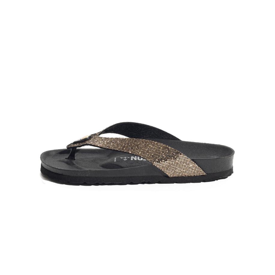 Bayton Bayton Teenslipper brons / zwart -