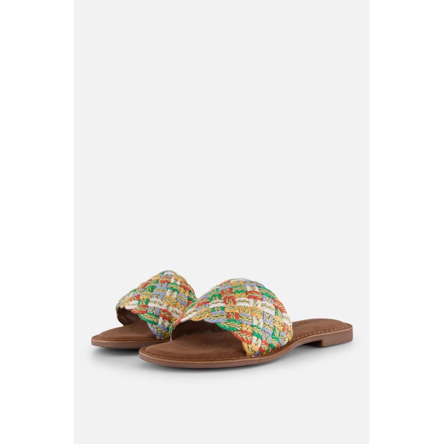 Lazamani Raffia Slippers wit Synthetisch Multicolor