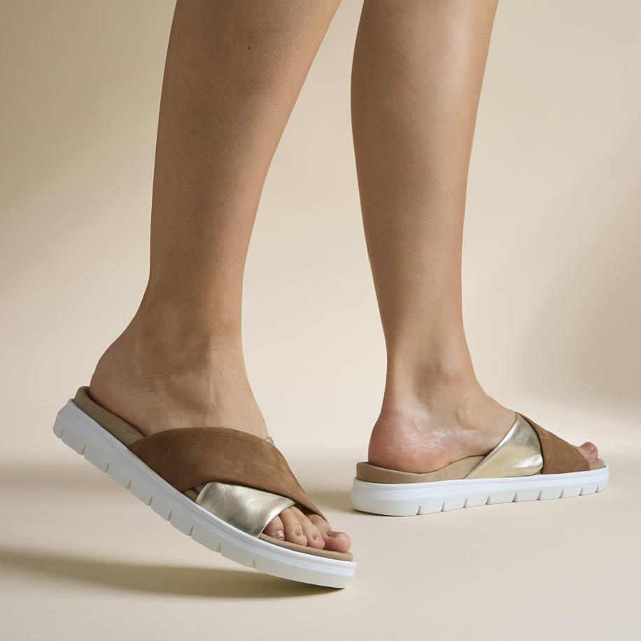 Feyn Slippers cognac Leer Bruin