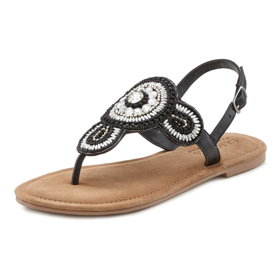 Lascana LASCANA Teenslipper zwart / zilver / wit -