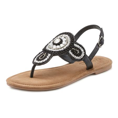 Lascana LASCANA Teenslipper zwart / zilver / wit