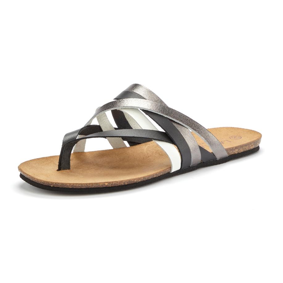 Lascana LASCANA Teenslipper zwart / zilver / wit -