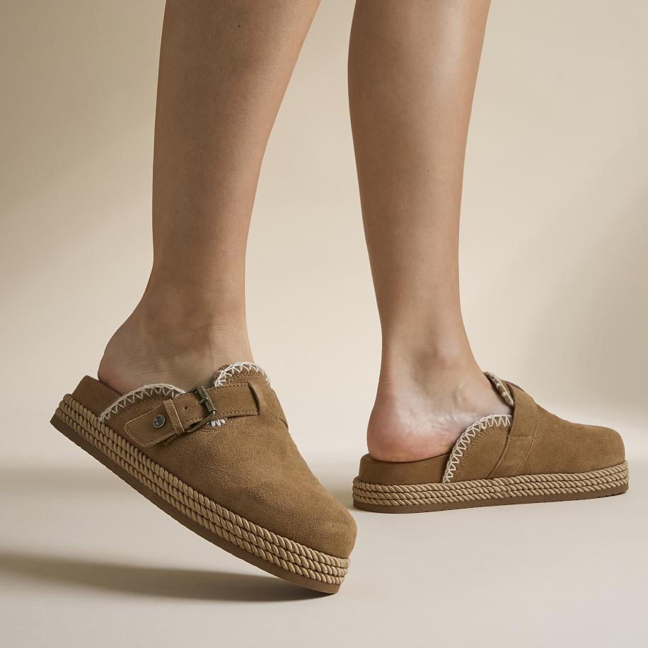 Warmbat Warrego Slippers cognac Suede Bruin