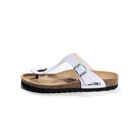 Bayton Bayton Teenslipper Melia zwart / wit