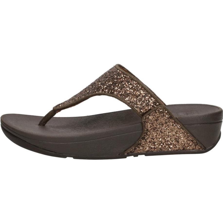 Fitflop - Lulu Glitter Toe - Thongs Pu Glitter Bruin