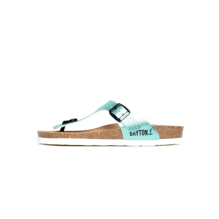 Bayton Bayton Teenslipper Mercure lichtbruin / mintgroen / zwart / wit -