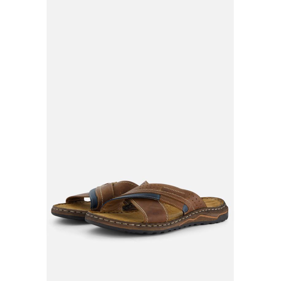 Outfielder Slippers cognac Leer Bruin