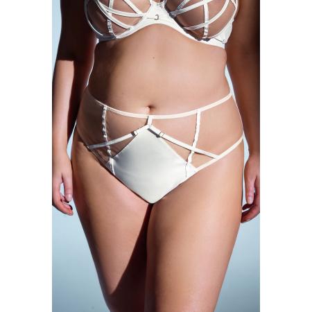 Playful Promises Witte Romana Illusion Strap High Waisted Mesh Slip Size 54