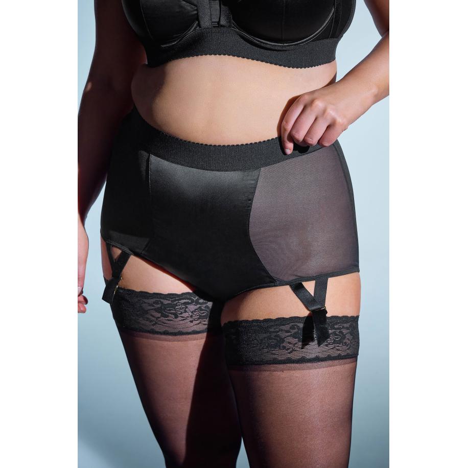 Playful Promises Zwarte Candace Mesh Jarretel Slip Size 54 Zwart