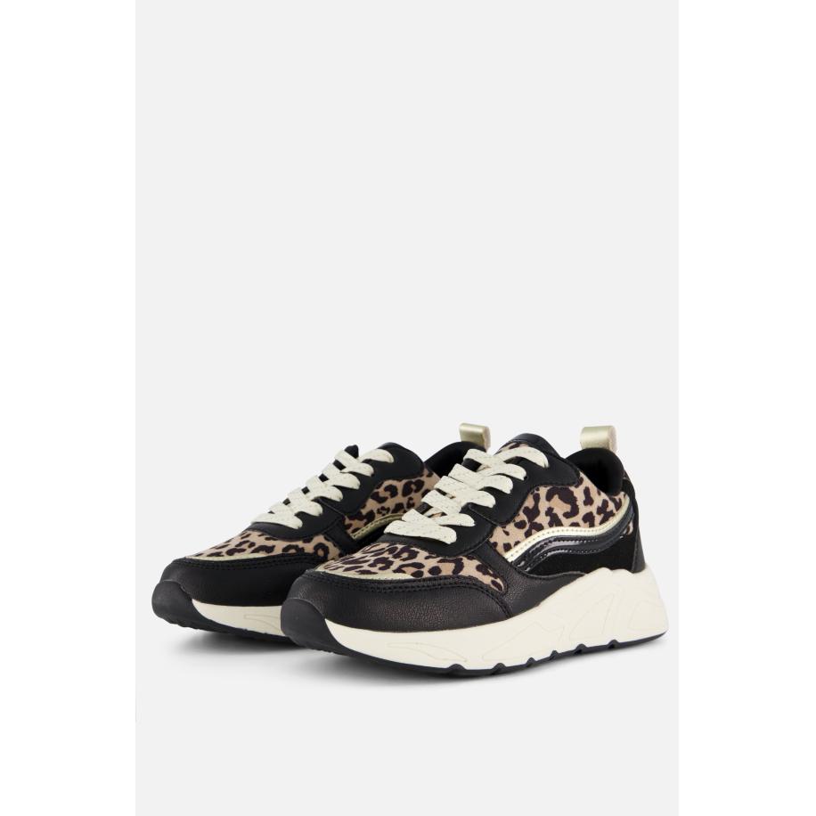 Cellini Leopard Sneakers zwart Textiel Zwart