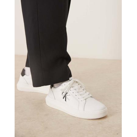 Calvin Klein Jeans - Sneakers van leer met dikke cupzool in wit en zwart