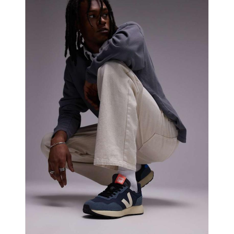 VEJA - Paulistana - Sneakers in marineblauw-Bruin Bruin