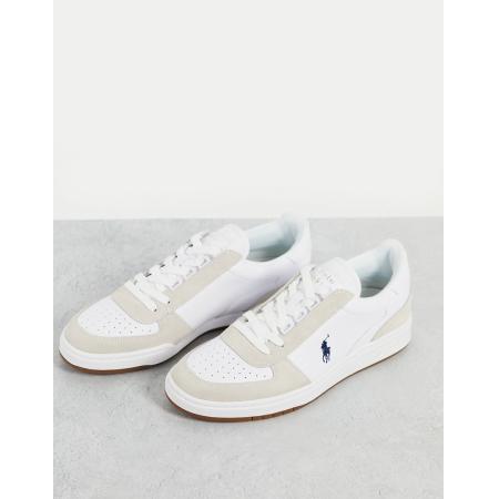 Polo Ralph Lauren - Leren court sneakers met pony-logo in witte suèdemix