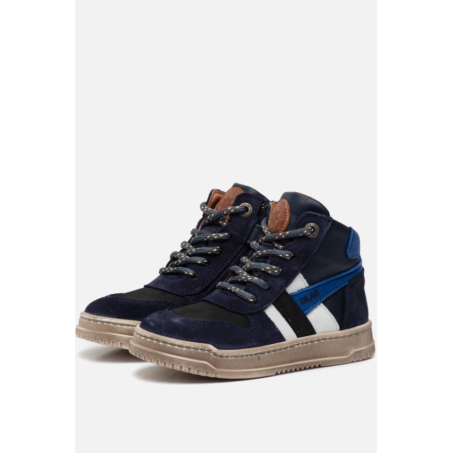 Develab Mid Cut Sneakers blauw Leer Blauw