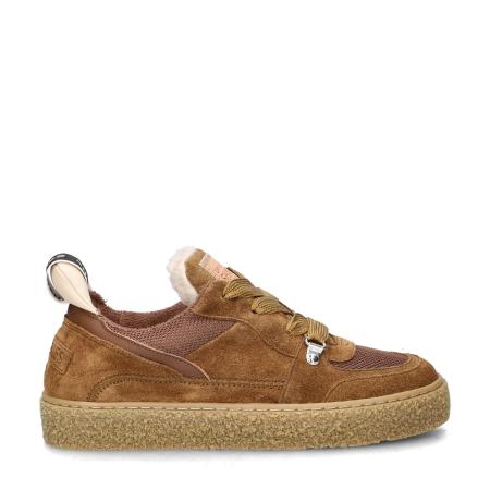 Shabbies Amsterdam Chewy Unna lage sneakers Bruin 491058