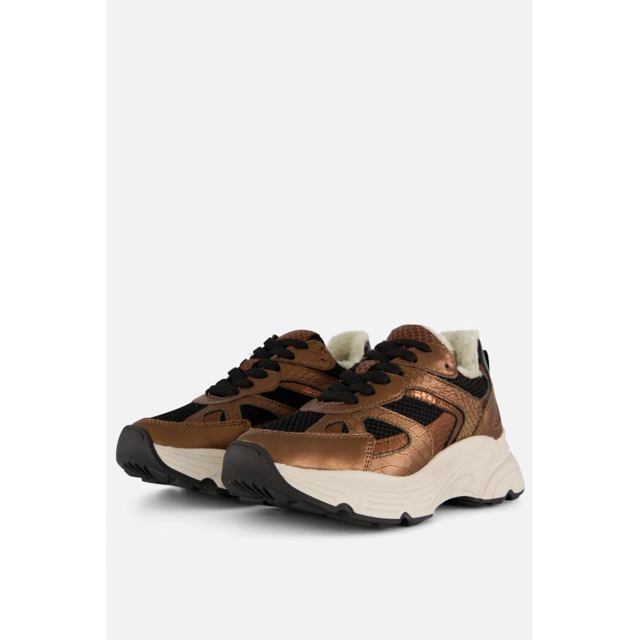 PS Poelman Sneakers Metallic bruin Leer Bruin